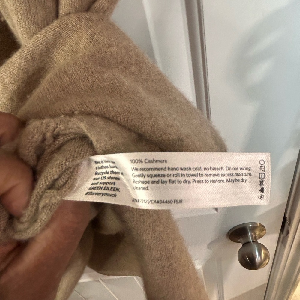 Eileen Fisher Cashmere Turtleneck Poncho Sweater XL Oatmeal Tunic - Picture 3 of 8